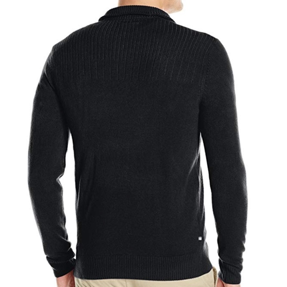 Geoffrey Beene Black Ribbed Quarter Zip Pull-Over - Picture 8 of 8